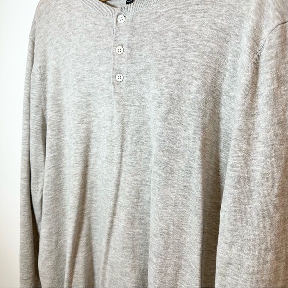 Men's Large Bonobos Henley Sweater  Grey Beige Heathered Preppy Casual Slim Top - Picture 4 of 9